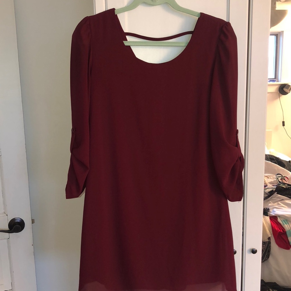 Burgundy long sleeve dress